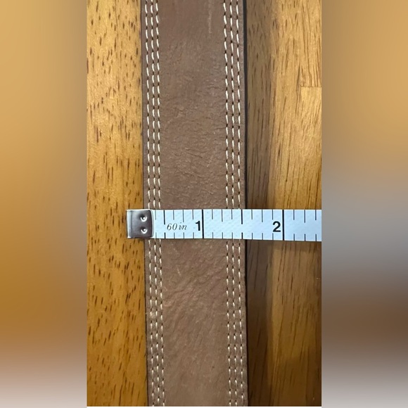 Carhartt Mens Belt Tan Italian Leather Suede Silver Tone Buckle Sz 54 Classic - Picture 10 of 12